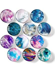 冰箱贴，Nevera，圆形玻璃冰箱贴，可爱冰箱贴，磁性贴纸，装饰性个性化工艺品，高品质磁铁，精美典雅的图案，小巧实用，适用于白板、教室、厨房、办公室、家庭、橱柜和照片。 - 彩色 - 查看 19