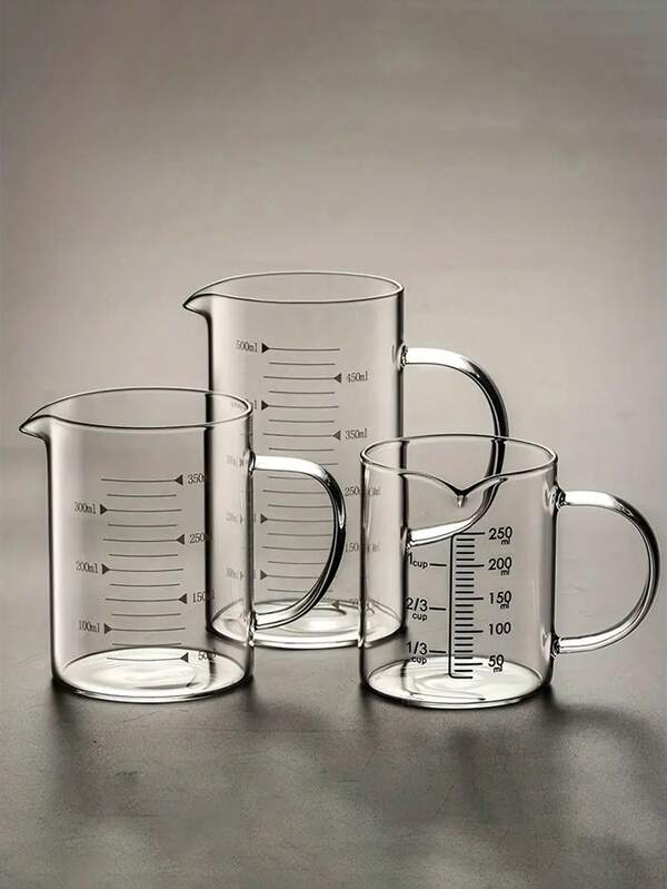 High Temperature Resistant Glass Measuring Cup With Scale And Handle, Mixing Cup, Microwave-Specific Heating Fresh Milk Cup, Transparent 1 Piece