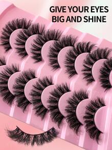 Nuevas 7 pares de pestañas postizas de estilo ruso D Curl con volumen, pestañas postizas de visón clásicas de ojo de gato, pestañas postizas 5D dramáticas con efecto volumen y aspecto natural y suave, extensión de pestañas de maquillaje para un aspecto natural