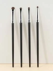 4pcs Black Small Precise Eyeshadow Makeup Brushes, Pointed Tapered Eyeshadow Blending Cosmetic Tools - Black - View 8