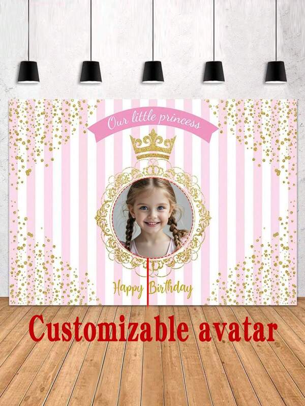 1 Stück personalisiertes Geburtstags-Hintergrundtuch mit Porträt und Name, Party-Dekoration für Geburtstag, Jubiläumsfeier