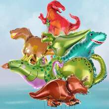 Bộ 6 quả bóng bay khủng long mini, bóng bay lá kim loại Tyrannosaurus Rex & Triceratops, đồ trang trí tiệc sinh nhật theo chủ đề rừng rậm - Nhiều màu - Xem 8