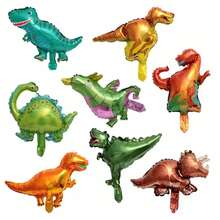 Bộ 6 quả bóng bay khủng long mini, bóng bay lá kim loại Tyrannosaurus Rex & Triceratops, đồ trang trí tiệc sinh nhật theo chủ đề rừng rậm - Nhiều màu - Xem 6