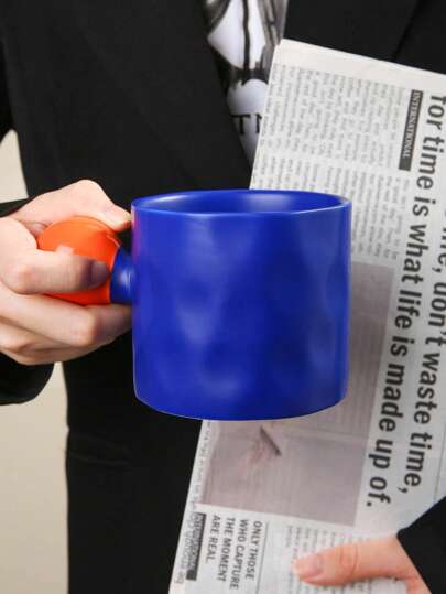 1pc Creative Ceramic Mug, With Ball-Shaped Handle & Hand-Painted Dotted Design, 2 Styles Available, Suitable For Home/Restaurant Use, Coffee/Milk Cup, Personalized Gifts, Gifts For Women, Mom Gifts, Birthday Gifts