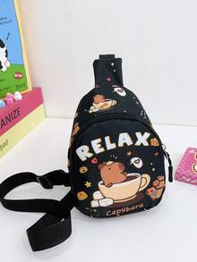 1pc Fashionable Cute Cartoon Student Bag Outdoor Travel Messenger Bag Boys And Girls Universal Chest Bag Coin Purse, Fashionable Contrast Color Stitching, With Cute Capybara Pattern Crossbody Chest Bag, Suitable For Girls And Boys To Go Out Shopping, Daily Use, School, Travel, Send Students Gifts Is A Good Choice - Capibara Chest Bag - View 5
