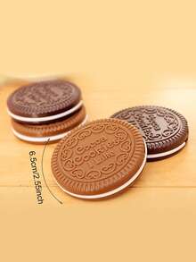 2 件套包括梳子 + 镜子、可爱巧克力饼干形迷你镜子、便携式户外镜子、迷你折叠化妆镜 - 彩色 - 查看 8