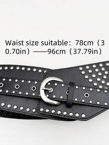 Thắt lưng hông bản rộng phong cách Y2K của American Hot Girl có đinh tán, phụ kiện thắt lưng công nghiệp phương Tây cổ điển bằng da chất lượng cao dành cho váy và chân váy Halloween mùa hè, mùa thu, mùa đông, Halloween - Nhiều màu - Xem 13