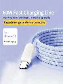 Cable USB C a USB C para carga rápida de 60W, cable trenzado multicolor de 6.6ft/3.3ft, compatible con Iphone 15/15 Pro/15 Pro Max/15 Plus, IPad Pro/Air5, Galaxy S22/S21/S20 Ultra y Macbook