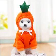 Warm Dog Winter Clothes Cute Fruit Dog Coat Hoodies Fleece Pet Dogs Costume French Bulldog Chihuahua Ropa Para Perro(Green,XS) - 橘色 - 查看 2