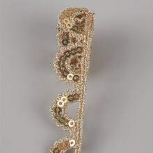 1 mảnh ren hoa sequin kim loại màu vàng, viền ren thêu rỗng cho trang phục sân khấu, phụ kiện trang trí váy cưới - Nhiều màu - Xem 4