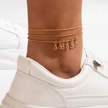 1-3pcs Round Charm Anklet For Summer Vacation Travel Beach Party,Gold Jewelry