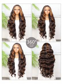 Halloween Costume Wig Synthetic Heat Resistant Front Lace Wig 13*4 Long Wave Hair 30 Inch Brown Everyday Use High Quality Ladies Wigs Natural Looking High Quality Synthetic Soft Beginner Friendly Wigs - Multicolor - View 3
