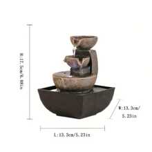 1 pieza Fuente de cascada de resina serena - Fuente de cascada de resina serena, alimentada por USB, voltaje bajo ≤36V, característica decorativa de agua fluida de sobremesa para relajación en el hogar y la oficina