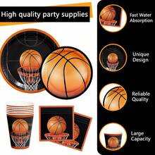 Basketball Party Supplies Basketball Plates Napkins Tableware Set Sports Theme Party Decorations Basketball Table Decoration For Teenagers Kids Boys Basketball Team Party Supplies - Multicolor - View 3