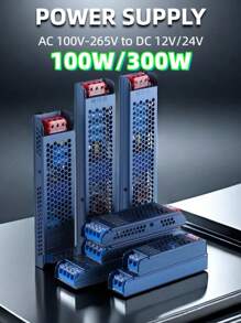 Transformador de fuente de alimentación de AC100V-265V a DC12V/24V 100W/300W, adecuado para luces LED de 12V/24V, CCTV, cámaras, radios, altavoces, amplificadores y otros dispositivos