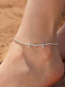 1pc 925 Sterling Silver Snowflake Single Layer Anklet, Minimalist Niche Design, Versatile For Everyday, Dating, Beach, Gift For Girlfriend