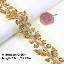 1 yard Hạt Thêu Ren Hòa Tan Trong Nước DIY Ren Ruy Băng Hạt Thủy Tinh Phụ Kiện May Mặc - Lá đính sequin - Xem 15