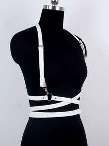 1PC White Punk Body Harness Leather Lingerie Bondage Sexy Underwear Harness Corset Stockings Garters Sword Belt Suitable For Daily Use - White - View 2