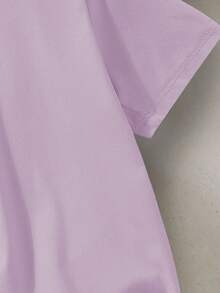 Camiseta de manga corta con cuello redondo y estampado de capibara de dibujos animados para niñas, camiseta casual para primavera y verano - Morado - Ver 5