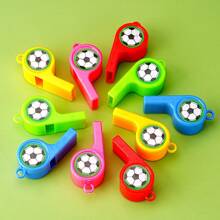 12pcs World Cup Football Whistle, Colored Whistle With Football Stickers, Match Referee Whistle, Match Cheering Whistle Props. Festival Gift Box Filling. Classroom Prize [With Hanging Rope, Random Color]