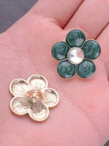 4pcs/Pack Elegant Floral Rhinestoned Metal High-End Buttons, Applicable For Shoes, Hats, Bags, Clothes, Headwear, Scarfs, Wedding Dresses, Bridal Bouquets, DIY Jewelry Handcraft Accessories