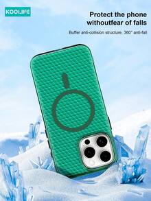 1pc Koolife New 3D Heat Dissipation Magnetic Protective Phone Case, Independent Buttons, Precise Cutouts, Lens Raised, Compatible With IPhone 11/12/12Pro/12Plus/13/13Pro/13Plus/13ProMax/14/14Plus/14Pro/14ProMax/15/15Plus/15Pro/15ProMax/16/16Plus/16Pro/16ProMax Waterproof Shockproof Anti-Fall Scratch Resistant - Green - View 6
