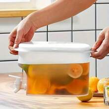 1 Peça Dispensador de Bebidas, Garrafão Transparente de PP de Grande Capacidade com Torneira, À Prova de Vazamento, Perfeito para Limonada, Chá e Bebidas de Frutas, Fácil de Servir, Balde de Bebida para Casa e Uso Externo na Geladeira