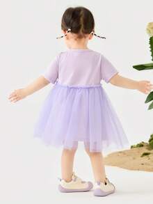 mini bala Mesh Dress Girls' Baby Skin-Friendly Breathable Sweet 2025 New - Pink Purple - View 3