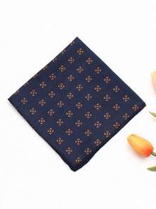 1 件格子花卉图案手帕，适合商务、聚会和休闲用途