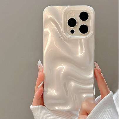 1 stuk Premium Minimalistische Kunstparel Wit 3D Golfpatroon Telefoonhoesje Compatibel met iPhone 16 Pro Max/16/16 Pro/16 Plus/15/15 Pro Max/15 Pro/11/12/13/14 Pro Max/11 Pro/11 Pro Max/12 Pro/12 Pro Max/13 Pro/13 Pro Max/14 Pro/14 Pro Max/16 Pro Max/16/16 Pro/16 Plus/12 Mini/13 Mini, Minimalistische Creatieve Zachte Hoes Waterdicht Schokbestendig Anti-val Krasbestendig