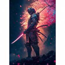 1 件/3 件墙面艺术海报可选框架复古黑色武士樱花武士人物艺术绘画壁纸海报和印刷品客厅家居装饰海报，适用于住宅和宿舍墙壁，客厅和酒吧装饰，餐厅或浴室装饰，房间装饰，高品质无框，室内/室外油画艺术，无框/有框 - 彩色 - 查看 37