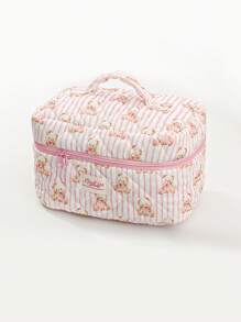 1 Piece Pink Stripe Multi-Purpose Portable Storage Bag Set For Home And Travel Cosmetic Bag Cute Bear Makeup Storage Makeup Organizer Travelling Stuff College Vacation Necessary Makeup Pouch Perfect Underarm Bag Portable Zipper Makeup Bags Mini Pouch Travel Small Makeup Case Accessories Make Up Holder Brush Bag