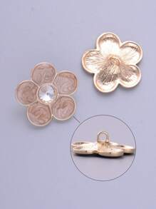 4pcs/Pack Elegant Floral Rhinestoned Metal High-End Buttons, Applicable For Shoes, Hats, Bags, Clothes, Headwear, Scarfs, Wedding Dresses, Bridal Bouquets, DIY Jewelry Handcraft Accessories