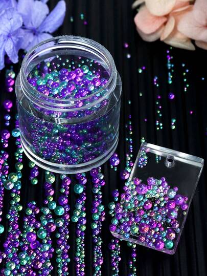 1pc Aurora Glass Beads Epoxy Resin Filler, Mixed Size Mini Bubble Beads For Mould Silicone Filling Material, DIY Craft Supplies, Jewellery Making Supplies