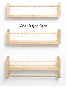 Floating Shelves For Wall,Room Home Bedroom Decor Shelf,Book Shelves Natural Wood Wall Mounted Organizer With Towel Bar Hanging Bookshelves - Multicolor - View 14