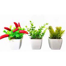 Decorative Vases Kit Small Vases With Artificial Plants Home Office Decoration - 胡椒 - 查看 1