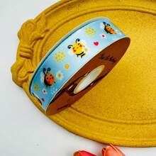 2.5cm Wide Cross-Border Sunflower And Bees Paragaph Ribbon, Decorative For Summer Scene