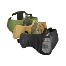 1 Peça Máscara Tática de Meia Face com Tela, Máscara de Combate Airsoft, Faixa de Cabeça Ajustável, Material de Fibra de Poliéster Durável, Para Treinamento e Jogos