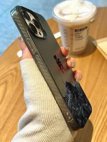 1 件士兵战场设计哑光柔软防滑防摔个性化 IMD 手机壳兼容 Iphone 15/15 Plus/15 Pro/15 Pro Max，带独立按钮和摄像头 - 黑色 - 查看 3