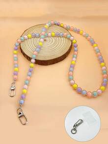 1 buc. Curea lungă pentru șnur pentru telefon cu margele de culoare macaron, suport pentru telefon, drăguț și la modă, cu distanțier pentru cadou