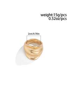 1pc Men's Smooth Wave-Shaped Fashionable Personalized Ring - Gold - View 5