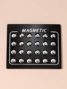 24 件/套简约时尚磁性水晶耳环，多种尺寸非穿孔耳环适合男士和日常佩戴 - 彩色 - 查看 5