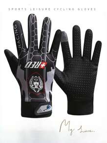 1 Pair Men's Thin Summer Cycling Gloves, Students/Motorcycle/Scooter, Breathable, Wrist Adjustable,Touchscreen, Anti-Slip, Wear-Resistant