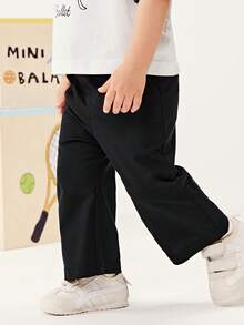 mini bala 女童宝宝凉爽感觉柔软贴身弹力轻便喇叭裤夏季 - 黑色 - 查看 2