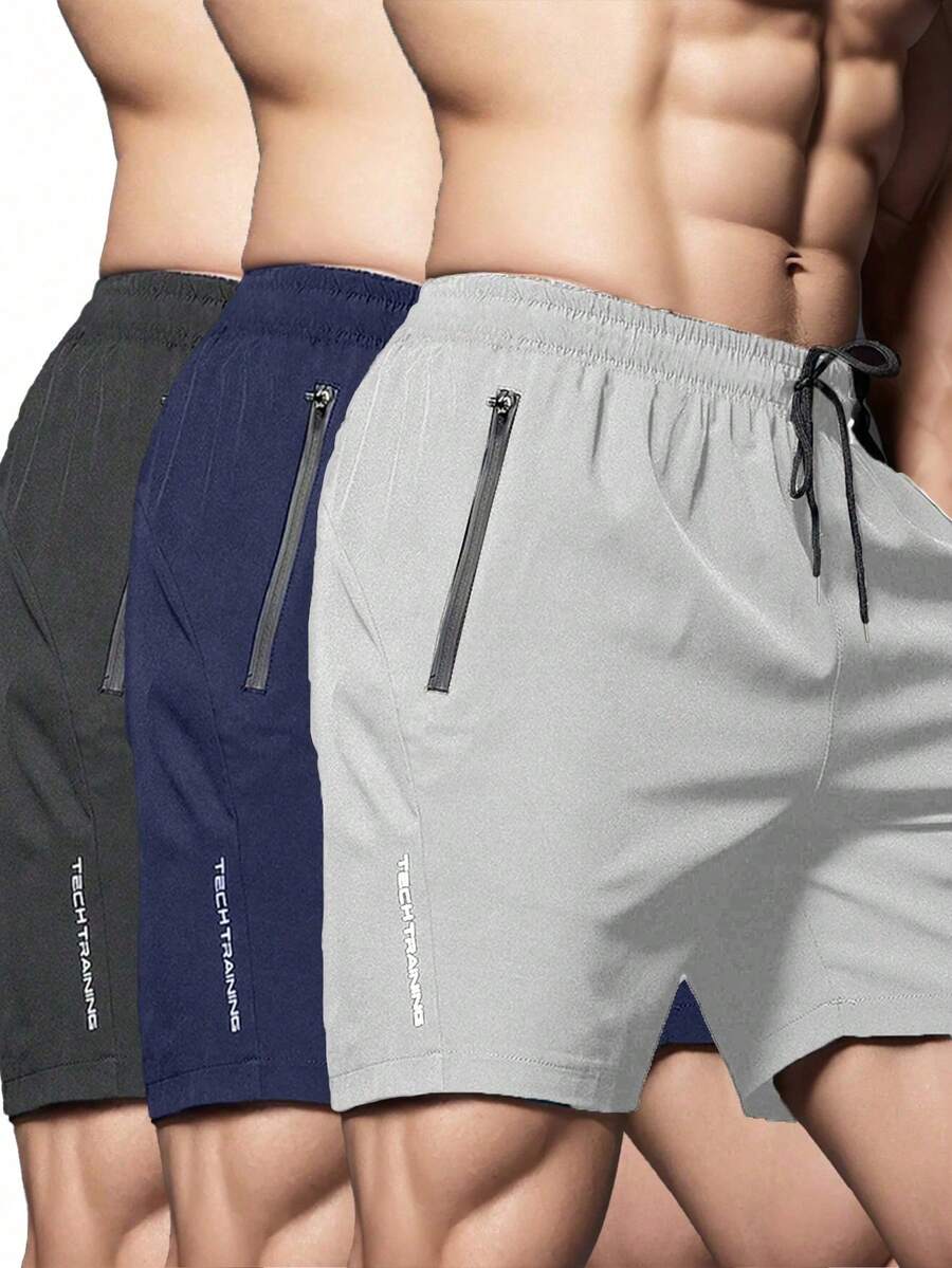 3 pièces Shorts amples et décontractés pour hommes, convenant aux sports d'extérieur, design minimaliste, été - Multicolore - Voir 1