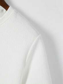 Men Casual Jacquard Crew Neck Short Sleeve T-Shirt + Shorts Set, Men Fashion Sports Short Sleeve & Shorts 2 Pieces Set - White - View 6