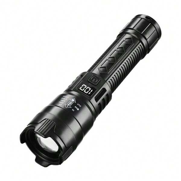 2pcs High Power Super Bright LED Flashlight USB Rechargeable Strong Light Tactical Torch With LCD Power Display Waterproof Built In Battery Outdoor Patrol Camping Emergency Lantern
