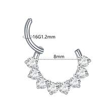 1 pieza Aros de aro de circonita redonda de titanio para mujeres, para cartílago, daith, rook y perforaciones de septum, joyería corporal - TF661 - Ver 3