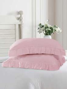 1pc Lace Pillowcase (Pillow Insert Not Included), Soft & Breathable, Fashionable & Cute, Essential Bedroom & Dorm Decor, Suitable For All Seasons Bedding Set - Pink - View 6