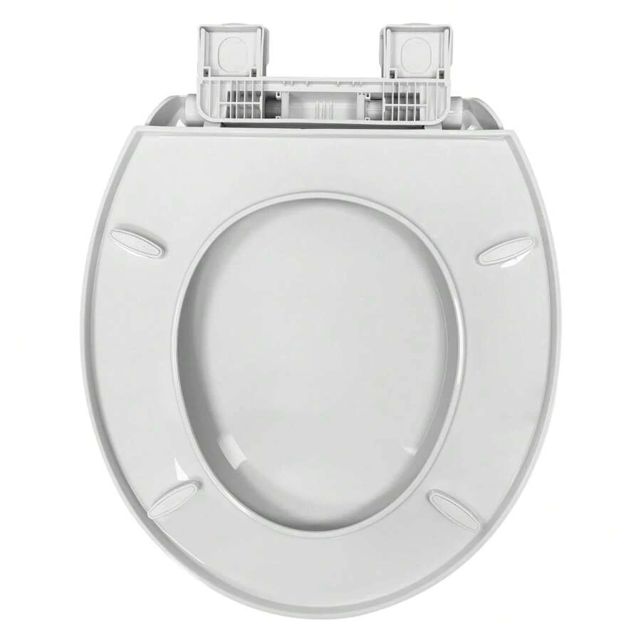 Plastic Round Slow-Close Toilet Seat In White